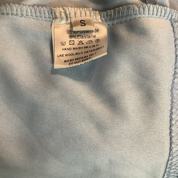 Elegant Size Small Light Blue Sheer Bell Sleeve Mini Dress. Preloved - Picture 8 of 9